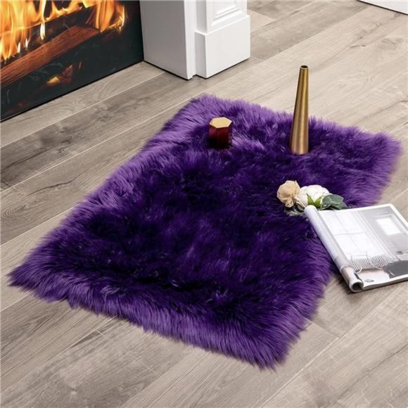 FluffyRug Soft Shaggy FauxFur Area Rug Luxury PlushRectangle Carpet for Bedroom - Picture 3 of 6